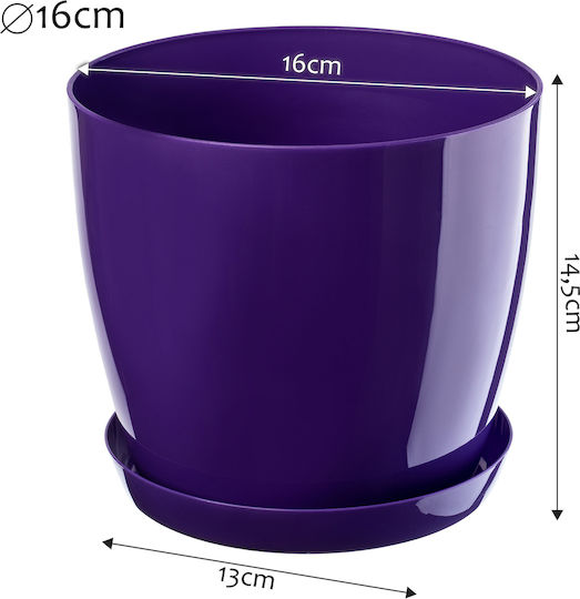 Kadax Pot Saucer Plastic Cover Pot 16cm Purple Flowers