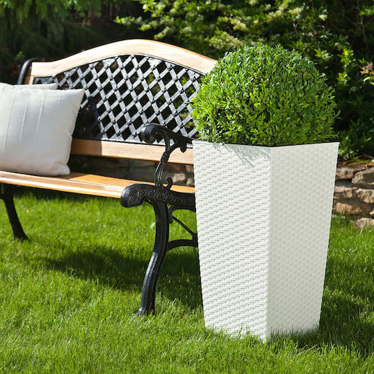 Kadax Set 3 Pflanzgefäße Rattan Einsatz Weiß 68cm