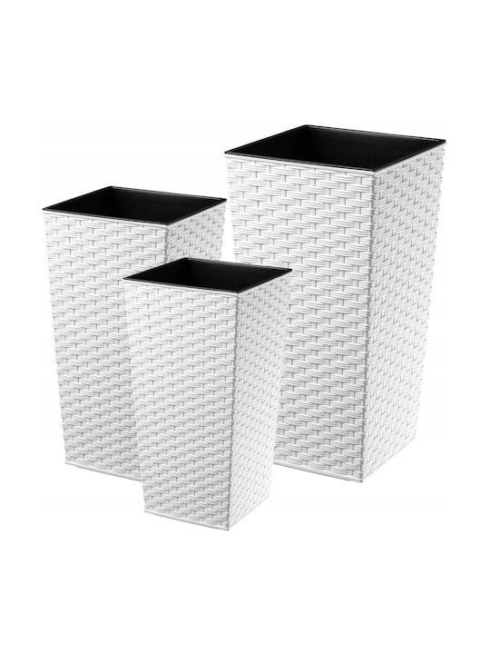 Kadax Set 3 Planters Rattan Insert White 68cm