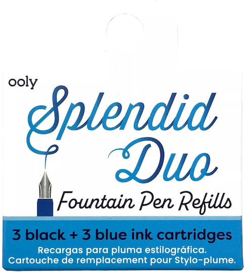 Splendid Nachfüllstifte Blau Schwarze Tinte Set 6
