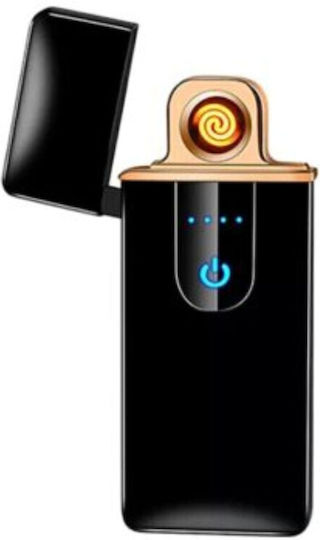 Electric Windproof Lighter In Box Usb Charging Digital Sensor Induction Ignition 2 Cigarettes Simultaneously Led Indicator Black 78.5x28.5x9.5 Mm
