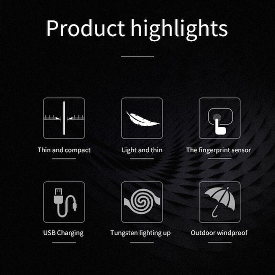 Electric Windproof Lighter In Box Usb Charging Digital Sensor Induction Ignition 2 Cigarettes Simultaneously Led Indicator Black 78.5x28.5x9.5 Mm