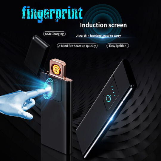 Electric Windproof Lighter In Box Usb Charging Digital Sensor Induction Ignition 2 Cigarettes Simultaneously Led Indicator Black 78.5x28.5x9.5 Mm