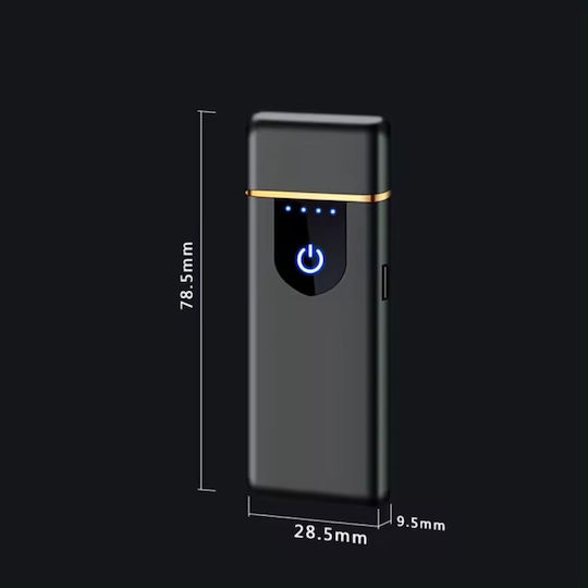 Electric Windproof Lighter In Box Usb Charging Digital Sensor Induction Ignition 2 Cigarettes Simultaneously Led Indicator Black 78.5x28.5x9.5 Mm