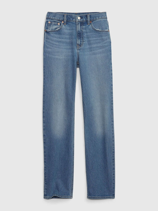 High-Rise '90s Straight Jeans in Mittel-Indigo