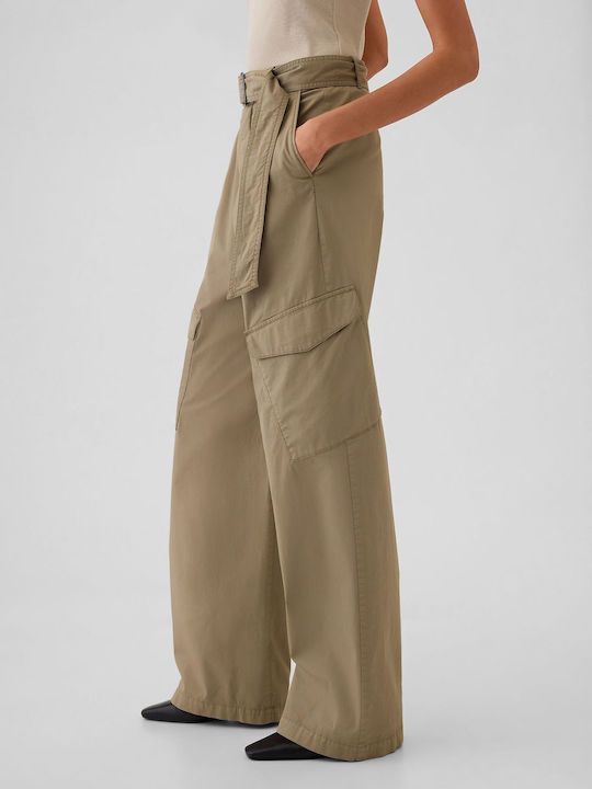 High-Waisted Cargo Baggy Trousers Hayes Brown