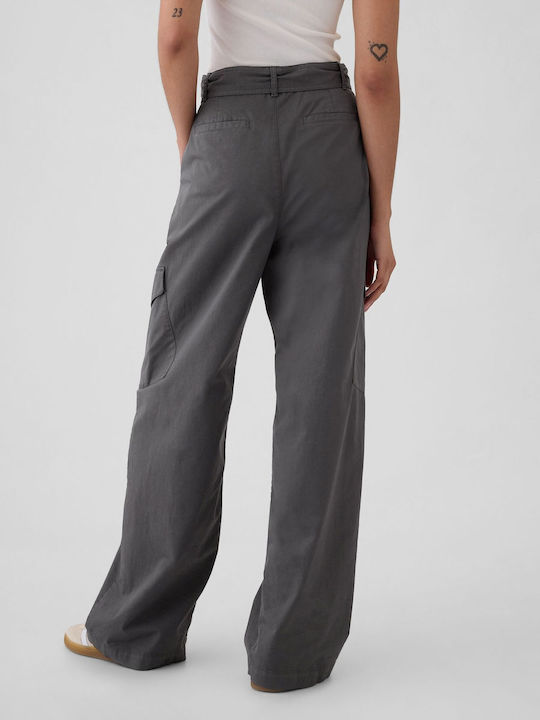 High-Waisted Cargo Baggy Trousers Soft Black