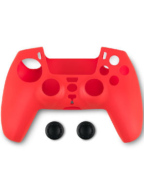 Spartan Gear Θήκη Σιλικόνης και Thumb Grips για Χειριστήριο PS5 Κόκκινη