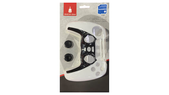 Spartan Gear și mânere pentru degetul mare pentru Controller PS5 Alb/negru