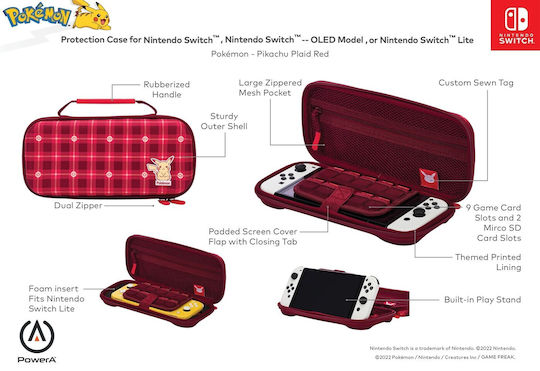 PowerA Schalter / Switch Lite / Schalter OLED Pikachu Plaid Red