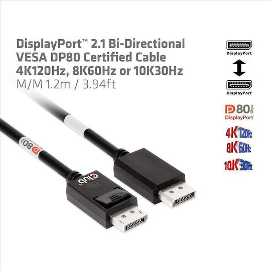 Club3D Kabel DisplayPort-Stecker - DisplayPort-Stecker 1.2m Schwarz (CAC-1091)