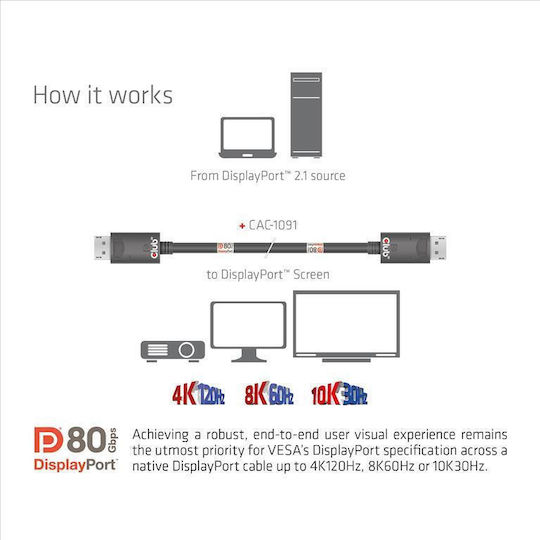 Club3D Kabel DisplayPort-Stecker - DisplayPort-Stecker 1.2m Schwarz (CAC-1091)