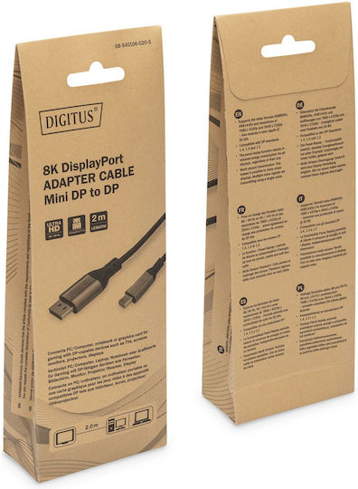 Digitus Cable DisplayPort male - mini DisplayPort male 2m Μαύρο (DB-340106-020-S)