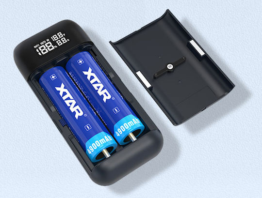 XTAR PB2SL USB Charger 2 Batteries Li-ion Size 18650/21700 in Blue color