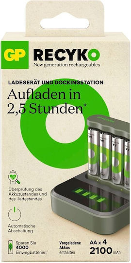 GP Batteries ReCyko B441 Ladegerät 4 Batterien Ni-MH Größe AA