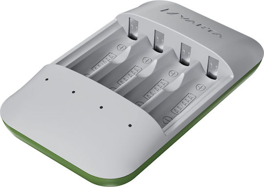 Varta Eco Charger Pro Recycled USB 4 за батерии Ni-MH Размер AA/AAA в Черен цвят