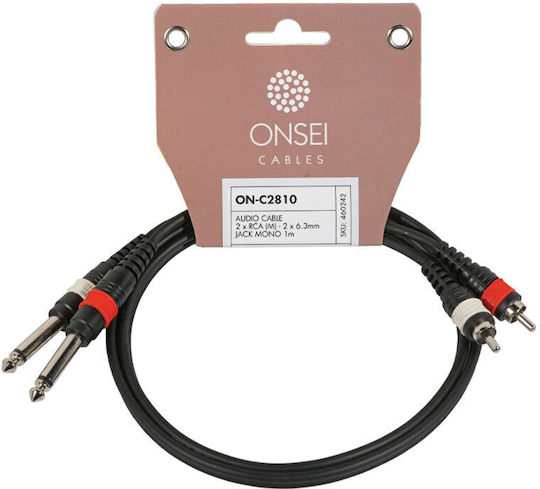 Onsei Cable 2 x 6.3mm male - 2x RCA male 1m (ON-C2810)