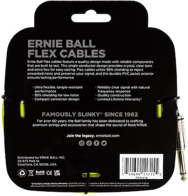 Ernie Ball Flex Kabel 6,3mm Stecker - 6,3mm Stecker 6m Grün (EB6419)