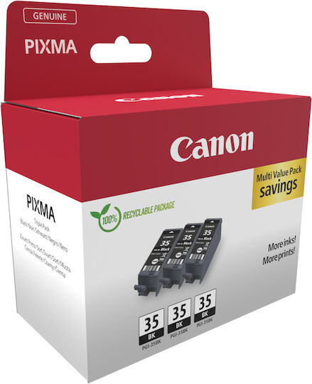 Canon PGI-35 Original Pack of 3 InkJet Printer Inks Black (1509B028)