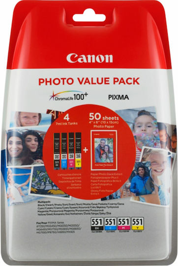 Canon CLI-551 Original Pack of InkJet Printer Inks Cyan (6509B015)