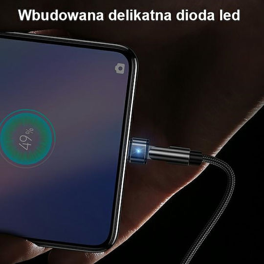 Usams SJ478 Ъгъл (90°) / Плетена USB 2.0 до микро USB кабел Черен 1м (SJ478USB01) 1бр