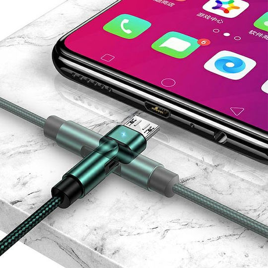 Usams SJ478 Ъгъл (90°) / Плетена USB 2.0 до микро USB кабел Черен 1м (SJ478USB01) 1бр
