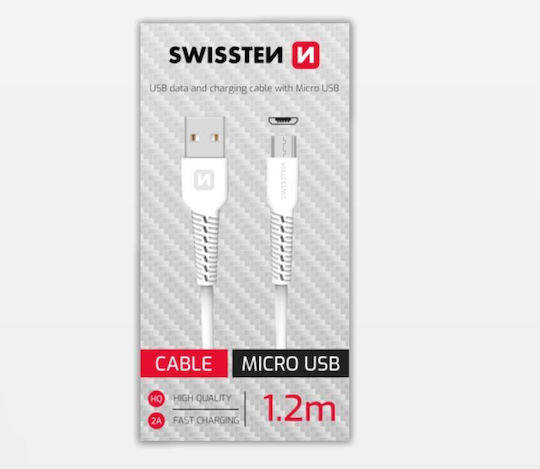Swissten Regular USB 2.0 to micro USB Cable Λευκό 1.2m (71506010)