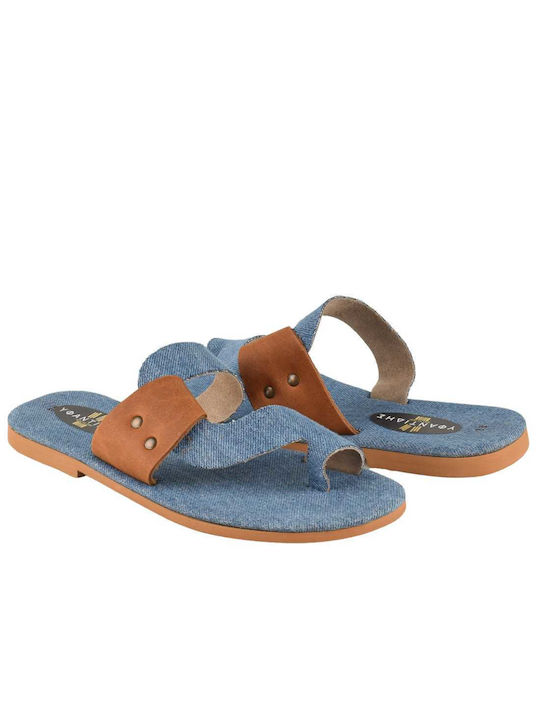 Yfantidis Damen Flache Sandalen in Blau Farbe