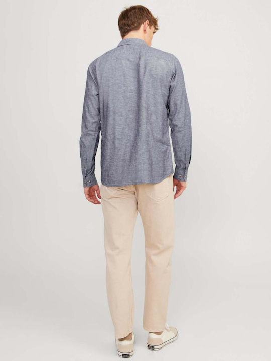 Jack & Jones Herrenhemd Langärmelig Leinen Faded Denim