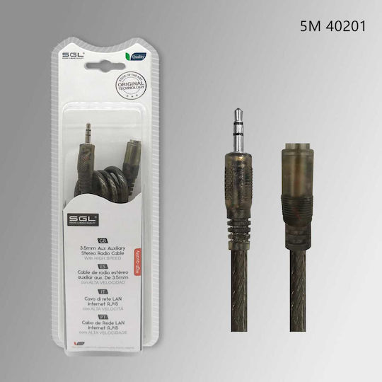 SGL Cablu Audio 3,5 mm Male - 3,5 mm Male Negru 5m 097749