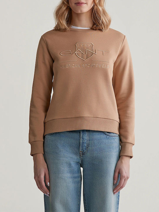 Gant Tonal Shield C-neck Sweat Γυναικείο Φούτερ Biege