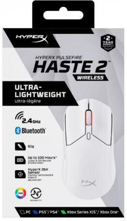HyperX Pulsefire Haste 2 Ασύρματο RGB Gaming Ποντίκι 26000 DPI Λευκό