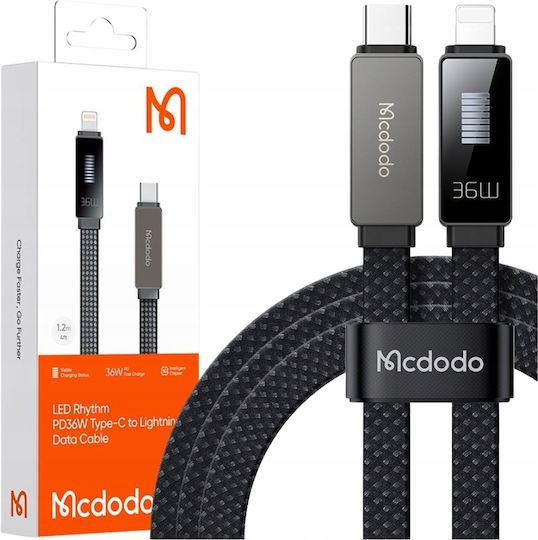 Mcdodo LED USB-C към Lightning кабел 36W Черен 1.2м (CA-4960)