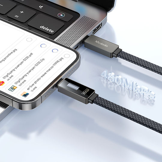 Mcdodo LED USB-C към Lightning кабел 36W Черен 1.2м (CA-4960)