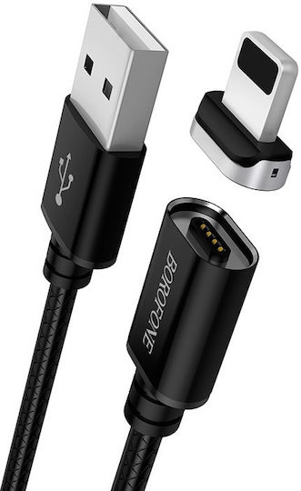 Borofone BU1 Magnetisch Abnehmbar USB-A zu Lightning Kabel Schwarz 1.2m