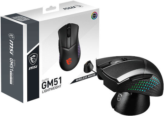 MSI Clutch Gm51 Ασύρματο RGB Gaming Ποντίκι 26000 DPI Μαύρο