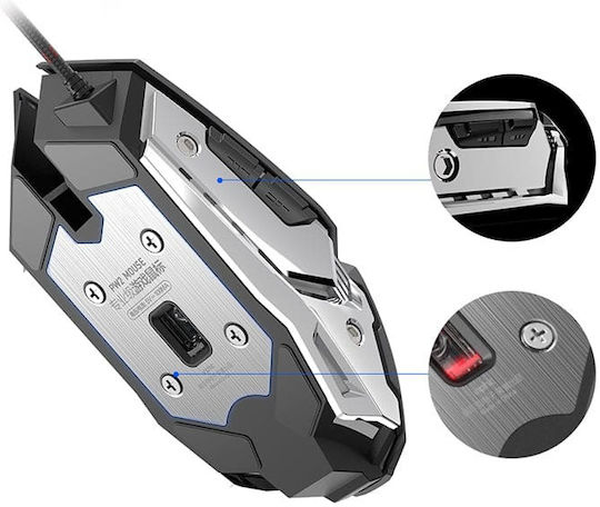 Inphic PW2 RGB Gaming Ποντίκι 4800 DPI Ασημί