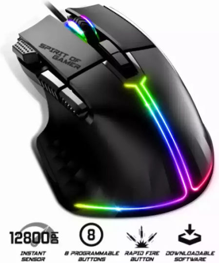 Spirit of Gamer Pro-M5 RGB Gaming Ποντίκι 12800 DPI Μαύρο