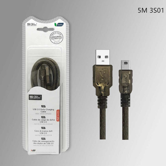 SGL USB 2.0 Cablu USB-A - mini USB-A Negru 5m 097596
