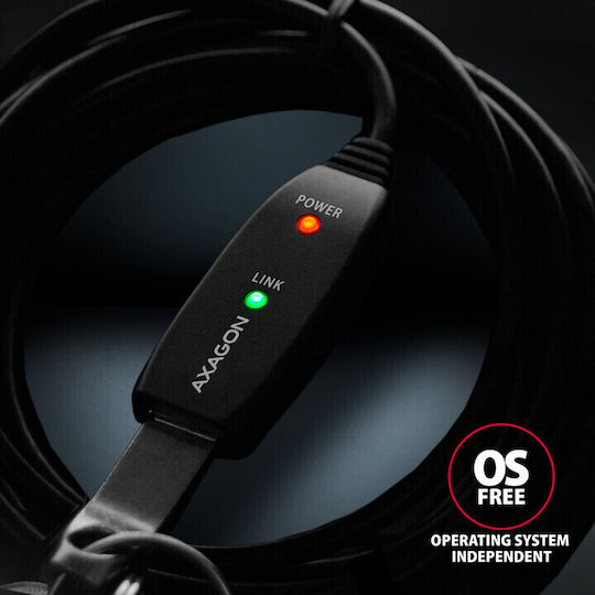 Axagon USB 3.0 Kabel USB-A-Stecker - USB-A-Buchse Schwarz 10m ADR-310