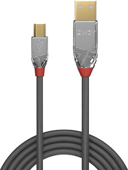 Lindy 0.5m USB 2.0 Cable A-Male to mini B-Male Gray (36630)