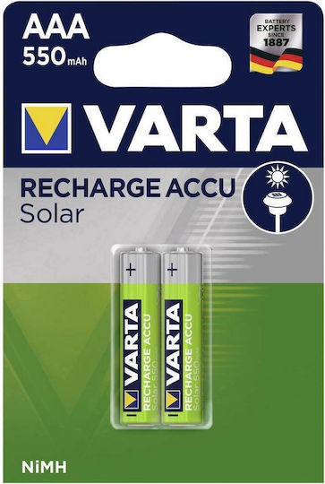Varta Rechargeable Accu Solar Wiederaufladbare Batterien AAA Ni-MH 550mAh 1.2V 2Stück