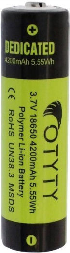 OTYTY Rechargable Battery 18650 Li-ion 4200mAh 3.7V 1pcs
