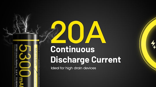 NiteCore Rechargable Battery 21700 Li-ion 5300mAh 1pcs