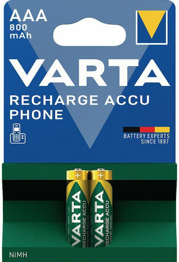 Varta Accu Phone Power Επαναφορτιζόμενες Μπαταρίες AAA Ni-MH 800mAh 2τμχ