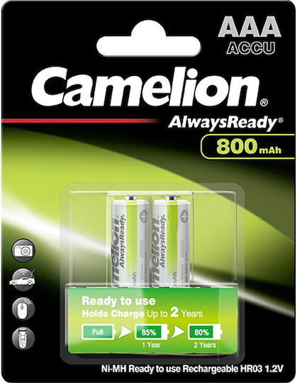 Camelion AlwaysReady Επαναφορτιζόμενες Μπαταρίες AAA Ni-MH 800mAh 1.2V 2τμχ