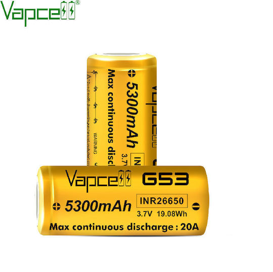 Vapcell Rechargable Battery 26650 Li-ion 5300mAh 3.7V 1pcs