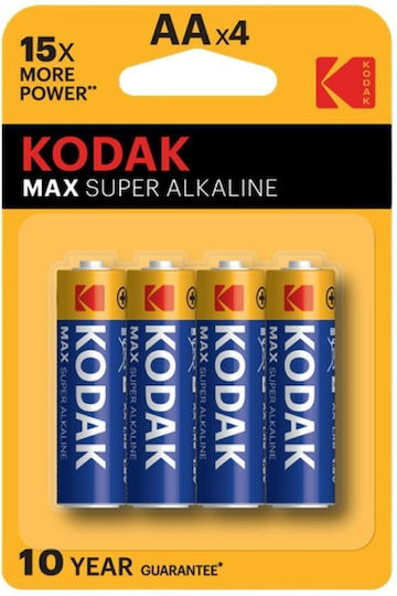Kodak 4 Pack Alkaline Batteries AA Max Super 1.5V 30952865