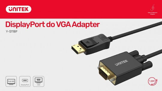Unitek Μετατροπέας DisplayPort / VGA male σε DisplayPort / VGA female 1τμχ Y-5118F