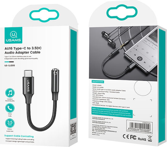 Usams Au16 Converter USB-C male to 3.5mm female White 1pcs